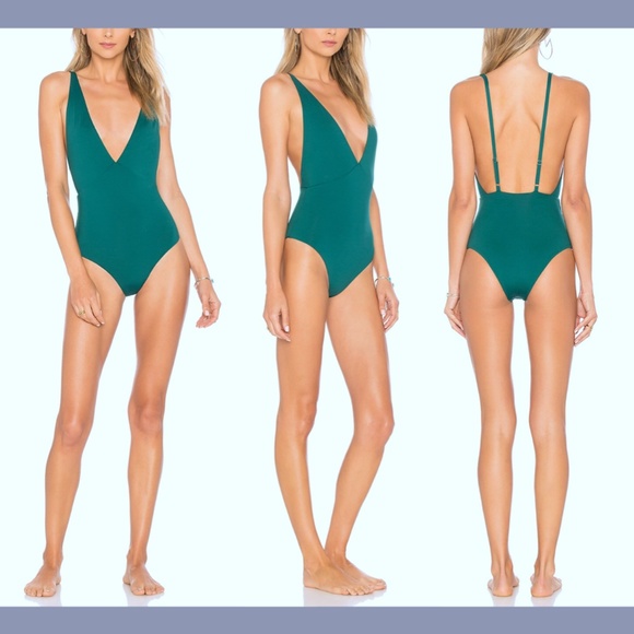 NWT Tavik‎ [ Small ] Drew Plunging One Piece Swimsuit in Storm Green - Picture 5 of 13